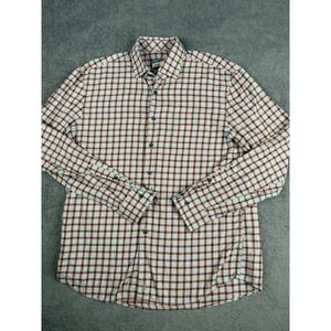 Johnnie-O Hanging Out Button Up Men's Sz Medium Red Check Shirt Long Sleeve*